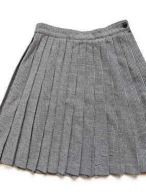 Vintage 90s Philippe Adec Houndstooth Pleated Skirt Size 6 Bergdorf On the Plaza